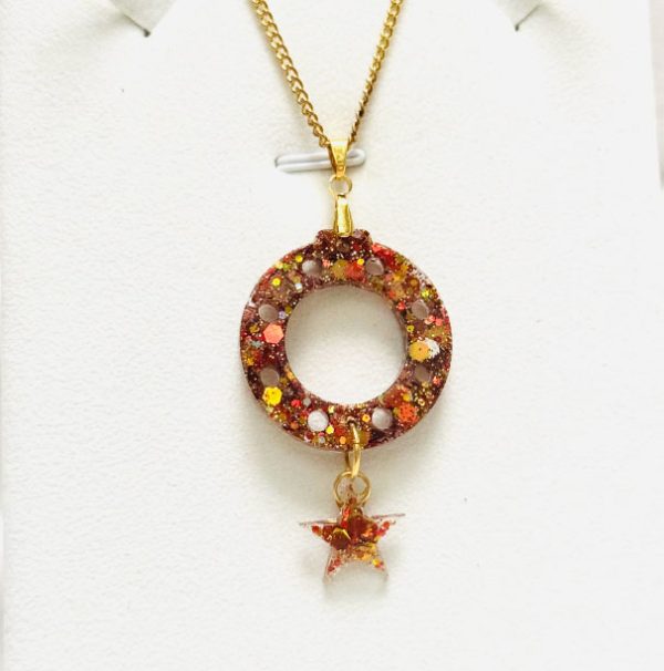 Golden Christmas Wreath Pendant